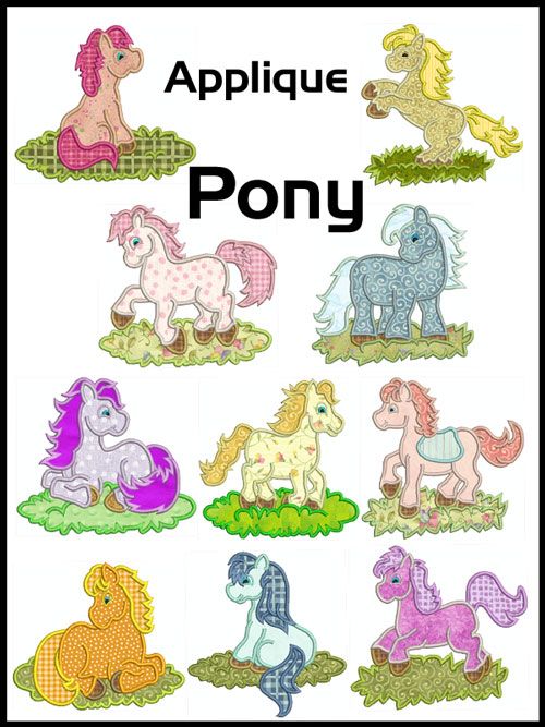 PONY ** Machine Applique Embroidery ** 10 Designs  