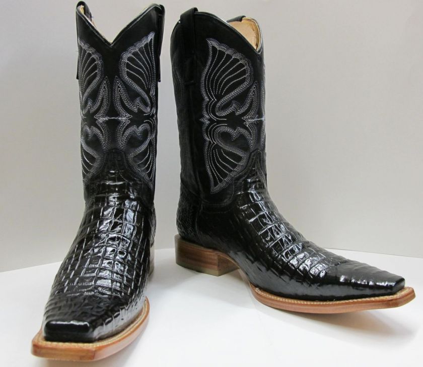 CROCODILE ALLIGATOR BELLY CUT DESIGN COWBOY WESTERN BOOTS SQUERE TOE 