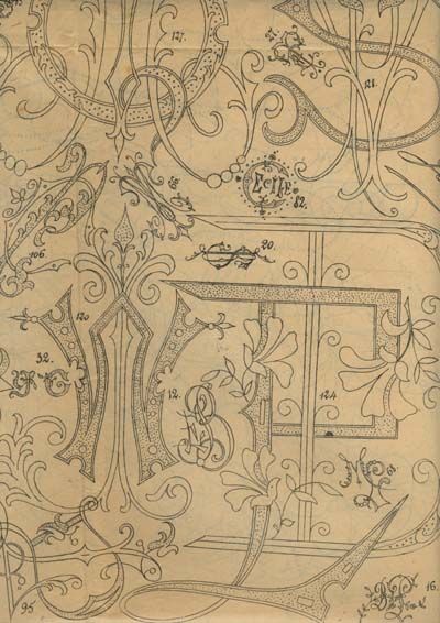 EXCEPTIONAL MONOGRAMS PATTERN SHEET 1900  50 MONOGRAMS  