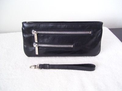 HOBO International Alton Multi Zipper Leather Clutch Wristlet Bag 