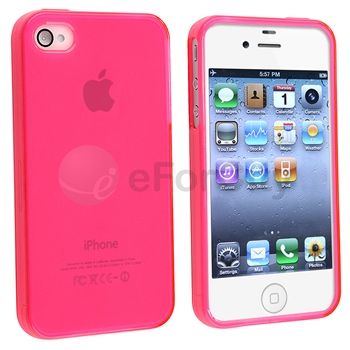 PINK TPU CASE+GREEN HARD COVER FOR VERIZON iPhone 4 4S 4GS S  