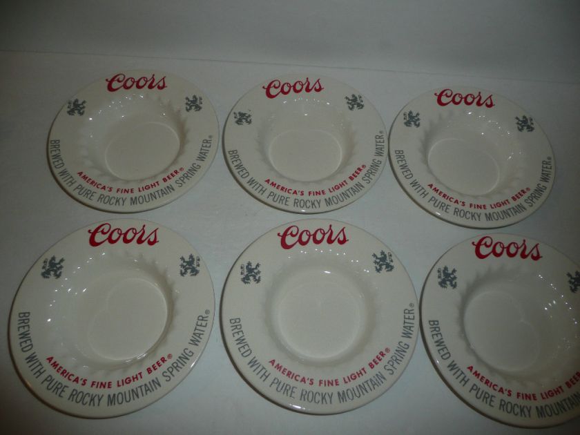 Lot of 6 Vintage Coors Ashtrays   Americas Light Beer  