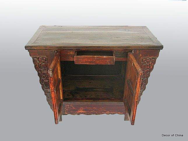 Chinese Antique Wooden Cabinet Chest with Carving D6 6  