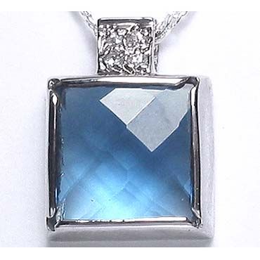 Wedding Jewelry AQUAMARINE Stone 925 STERLING SILVER PENDANT NECKLACE 