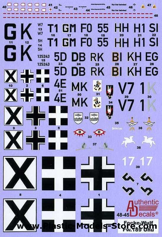 Focke Wulf FW.189 Uhu Luftwaffe decals 1/48 AD 4845  