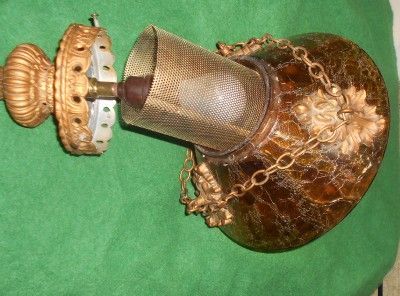 Antique FALKENSTEIN Hanging Amber Swag Light/Lamp 50295  