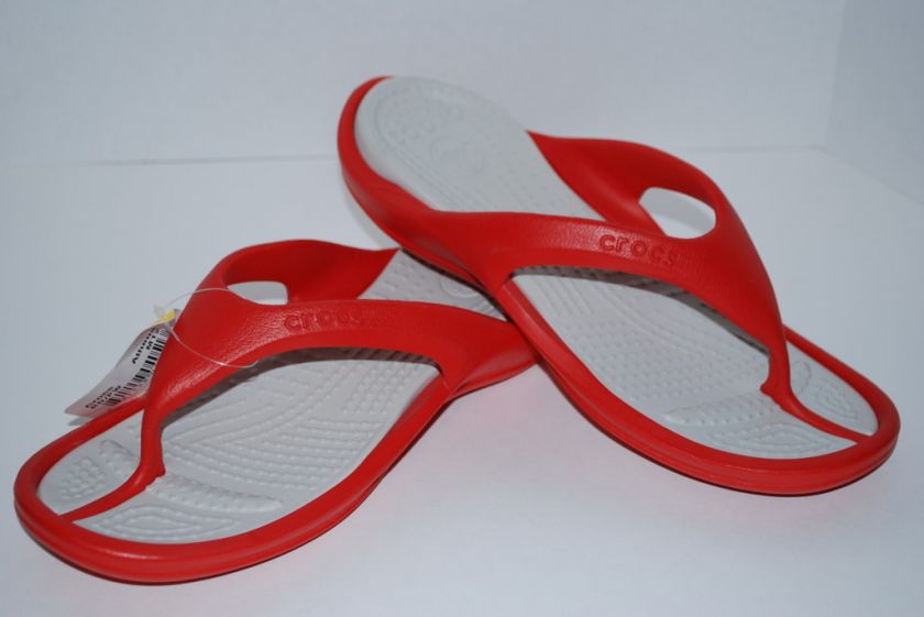 NWT CROCS ATHENS 12 13 mens RED / PEARL flip flops  