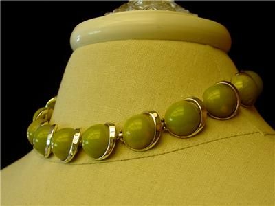 VTG Bakelite Catalin Marbled Green Choker Necklace Tested  