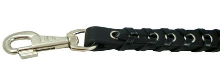 Black Leather Braided Dog Traffic Leash Short 15long  