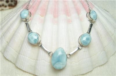 Larimar Necklace in Silver.925 Nice Pattern  