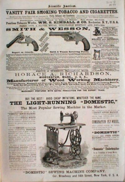 1878 Domestic Sewing Machine National Smith & Wesson  