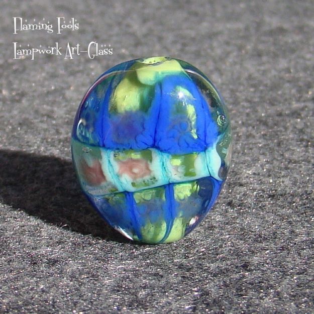 BARNSTABLE Handmade Art Glass Bead Flaming Fools Lampwork Art Glass 