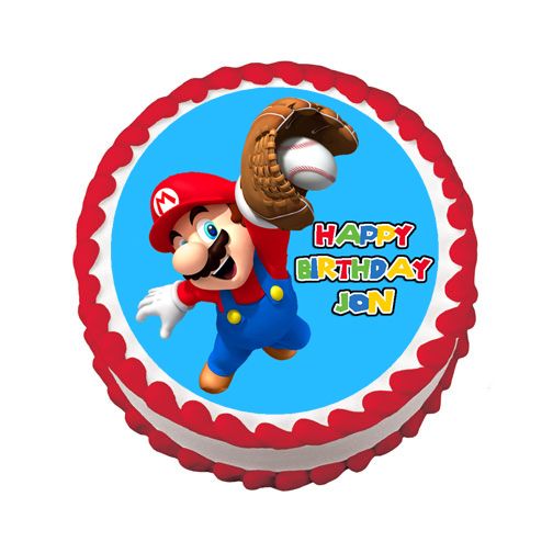 MARIO SLUGGERS BASEBALL Edible Party Cake Topper WII DS  