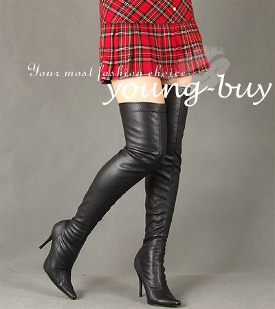 PU Leather Over knee Thigh Boots US Sz 5 6 7 8 9 10 11  