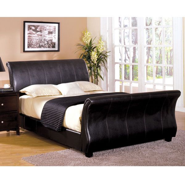 Costa Mesa Espresso Faux Leather Finish Bed Frame  