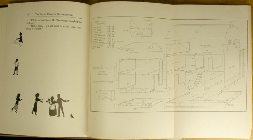 The fold out plan for the doll house, and the various smaller elements 