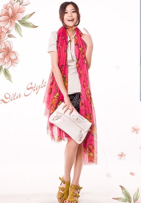 Fashion Stole Cotton LARGE Scarf Big Rose Print SHAWL  