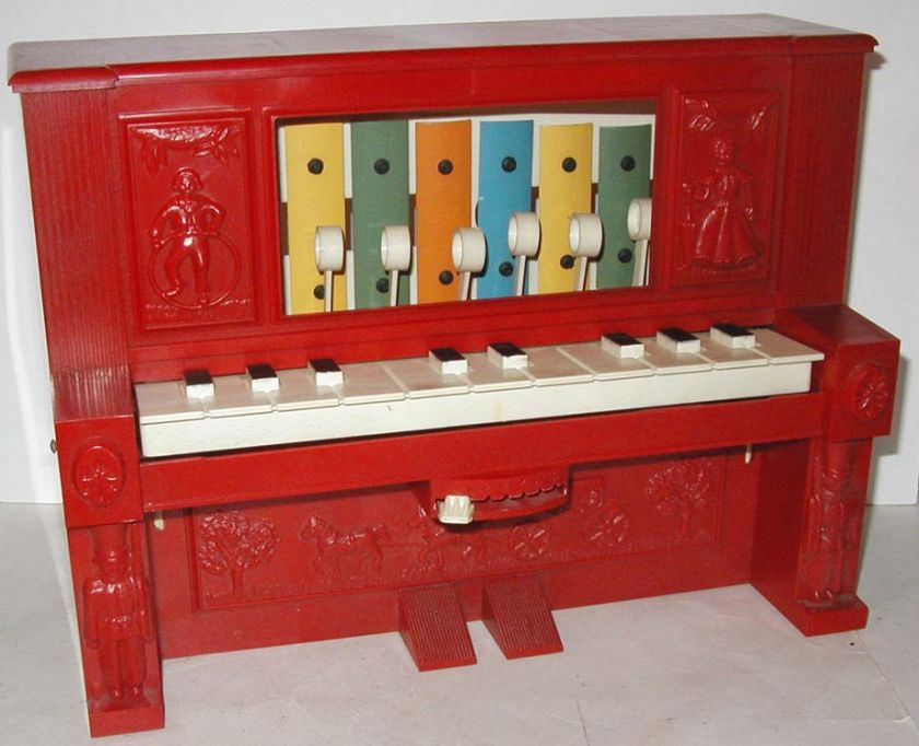 Vtg. 1950s 60s? HUBLEY RAZZ MA TAZZ TOY PLAYER PIANO w/Extra Roll~NICE 