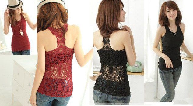    Out Back Camisole Pierced Lace Vest Fahsion New Tops 5 Color  