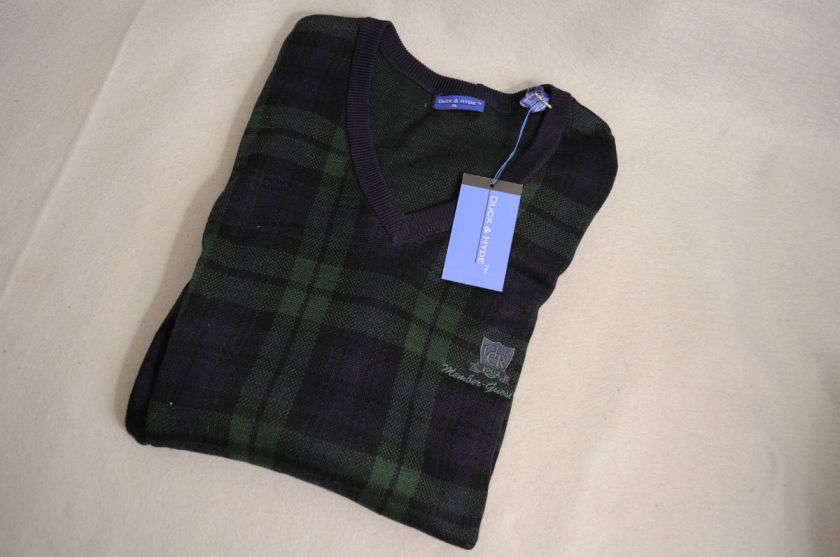 NEW Duck & Hyde Black Watch Tartan Sweater Sz XL  