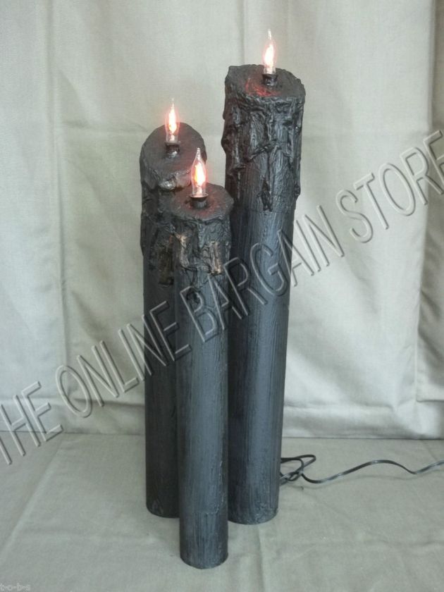 Halloween 3 FLICKERING Giant Candles tapered candle  