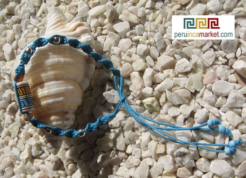 MACRAME BRACELET with CERAMIC BEADS made in Peru  