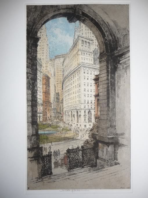 ESTATE LUIGI KASIMIR ETCHING NEW YORK BOWLING GREEN  