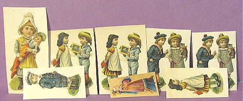   Victorian Children Paper SCRAP Boy Girl Cat Doll 1 Oriental  