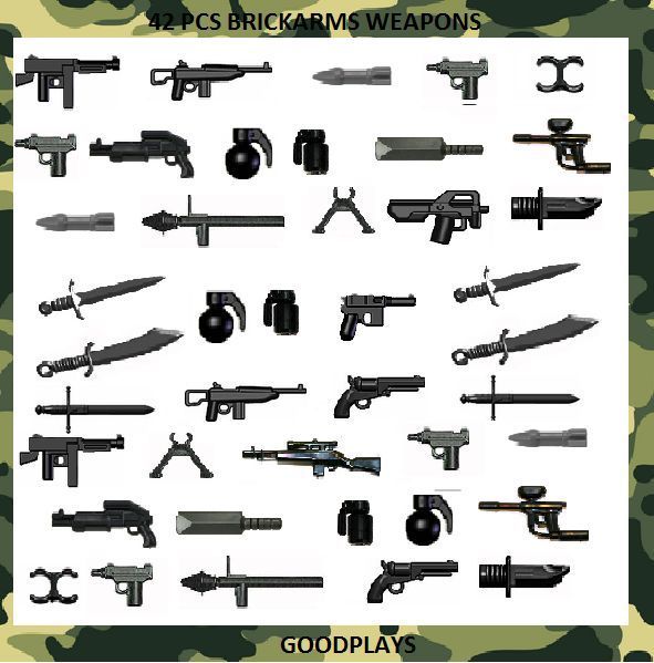 42 PCS. Lego Brick Arms Custom minifig Black Weapons New  