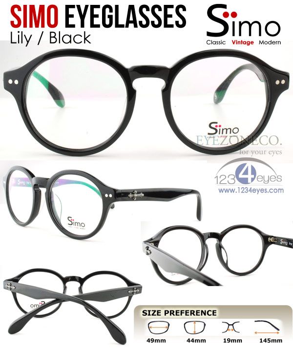 EyezoneCo] SIMO Eyeglass LILY Full Rim Acetate Oval Round Style Black 