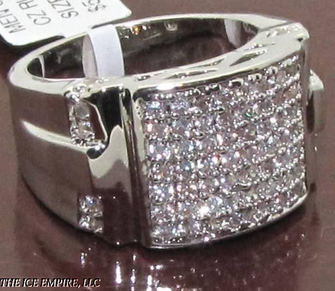 MENS ICY HIPHOP WHITE GOLD FINISH CZ RING SIZ118 R354  