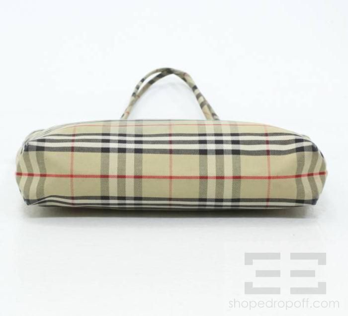 Burberry Tan Classic Check Canvas Tote Bag  