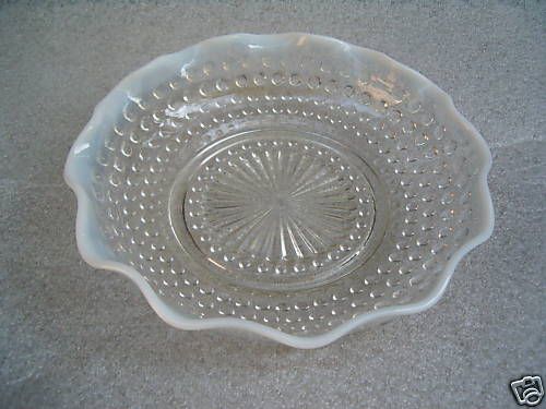 Vtg GLASS HOBNAIL BOWL Opalescent Moonstone A Hocking  