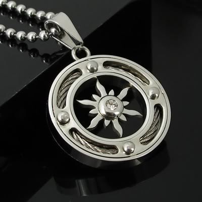 Mens Stainless Steel Pendant Tribal Sun Necklace Chain  