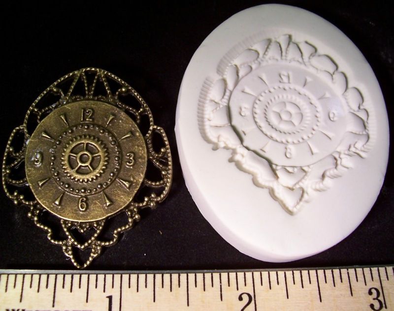 Steampunk Filigree Gear Clock Face Clay Push Mold Watch  