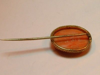 GORGEOUS ANTIQUE CORAL CAMEO STICKPIN HATPIN  