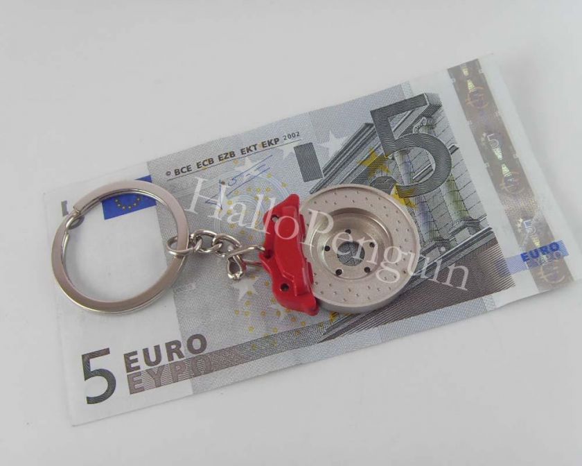 Novelty Red Caliper Metal Disc Brake Keychain Keyring  