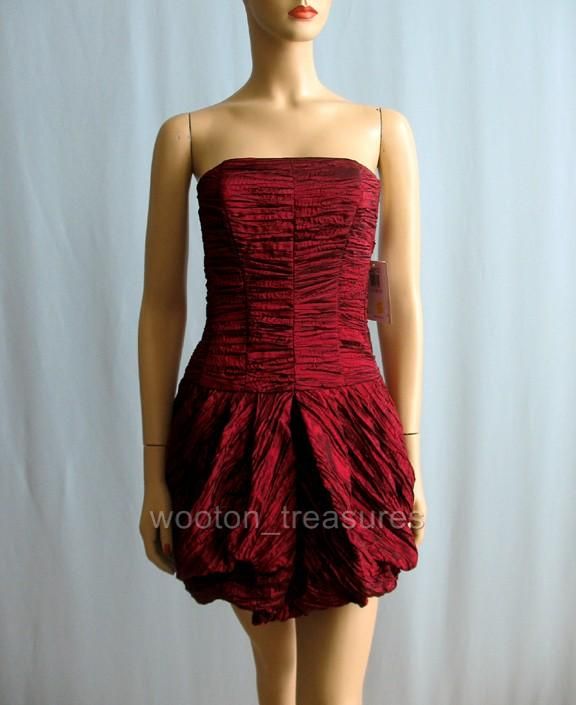 Jessica McClintock Ruby Red Strapless Party Dress Bubble Hem 6 S $130 