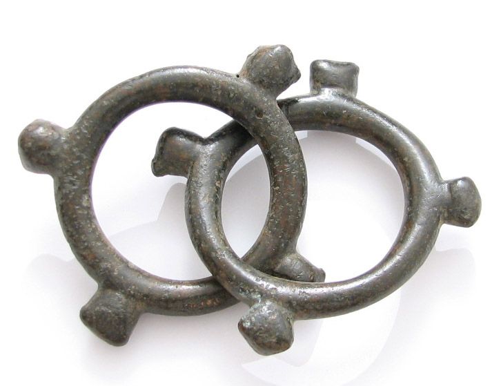 UNIQUE CELTIC BRONZE KNOBBED RINGS PROTO MONEY  