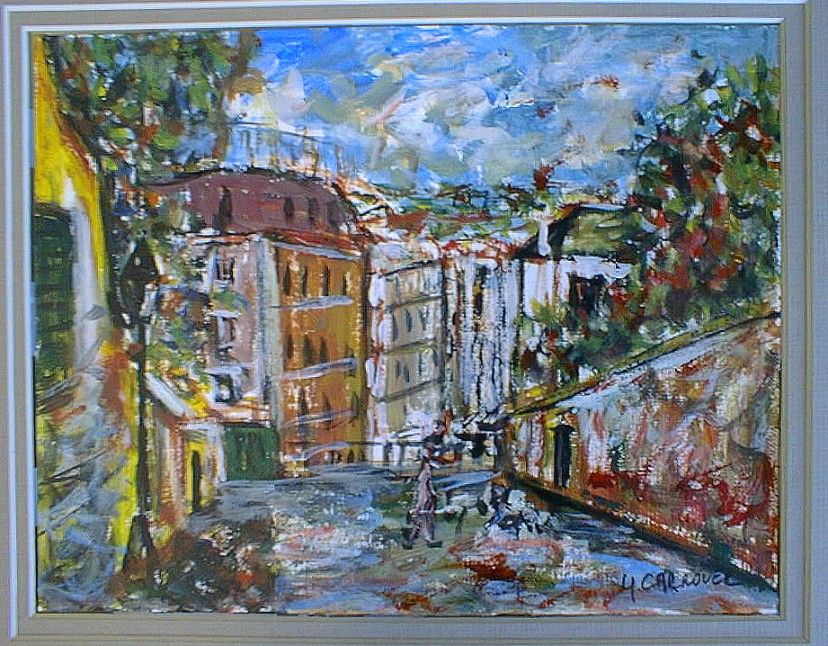 MODERN OIL PAINTING CARROUER VIEW MONTMARTRE RUE DU MONT CENIS  