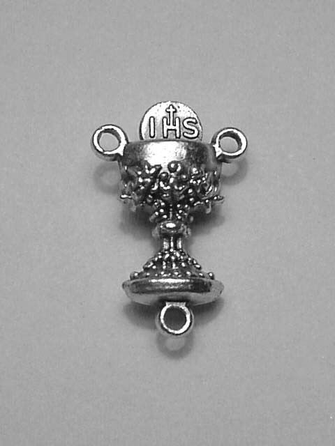 Base Metal Silver Finish Chalice Rosary Centerpiece  