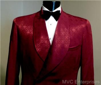 RARE 40s Claret SAKS 5th Rayon SMOKING JACKET ~42 44R  