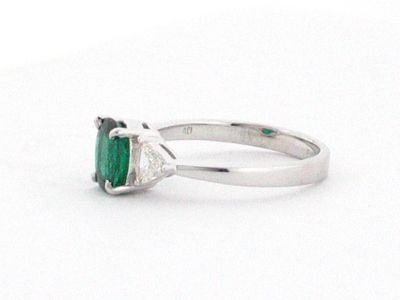 NEW MICHAEL EDWARD EMERALD & TRILLION CUT DIAMOND RING  