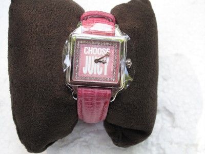 NIB JUICY COUTURE PINK CROC CRYSTAL PIPER WATCH  