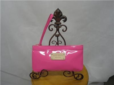   Kate Spade pink patent Leather Chrissy zippered Clutch Wristlet  