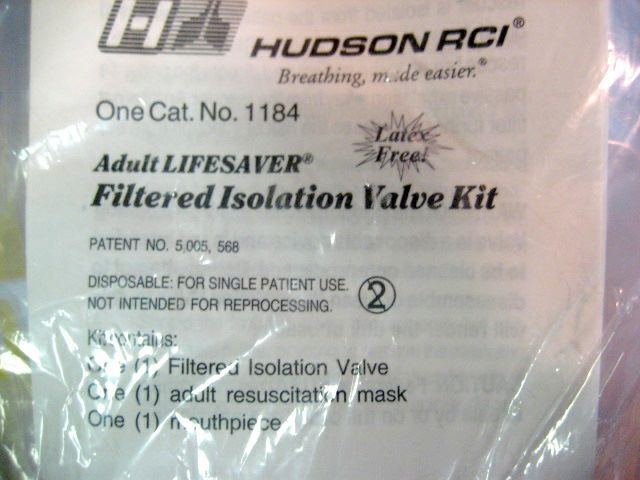 Hudson CPR Lifesaver Mask,Iso Valve,Mouthpiece & Bag  