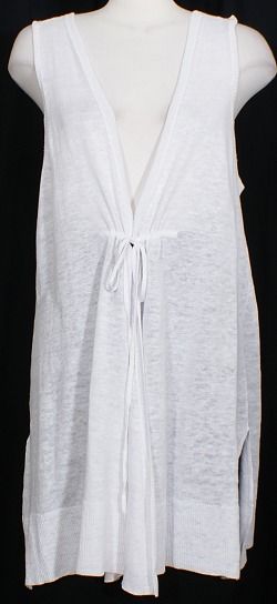 NWT EILEEN FISHER White Fine Gauge Linen Long Vest XL  