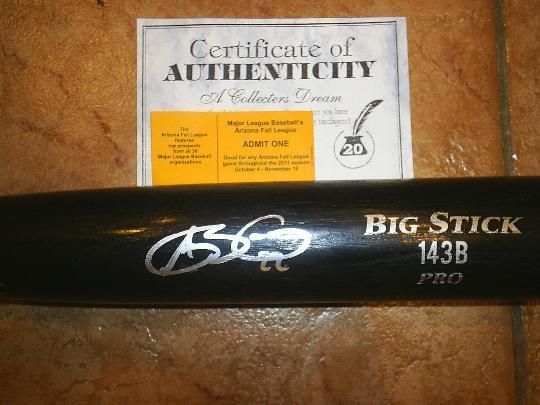 SIGNED KC ROYALS SETON HALL ANTHONY SERATELLI ROOKIE GAME USED BAT COA 