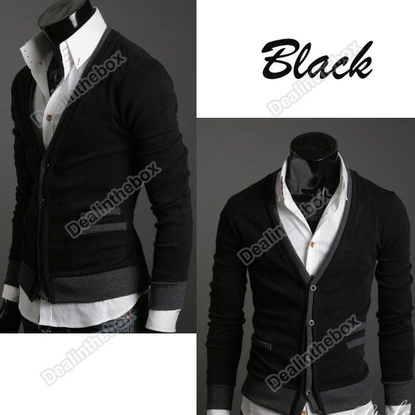 Casual Mens Premium Slim Stylish Mock pocket line V  Neck Knit 