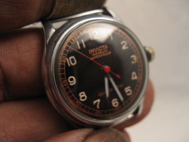 1943 INVICTA MILITARY DIALED QUADMATIC BUMPER AUTOMATIC + PIG LEATHER 